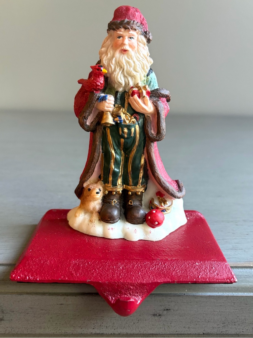 VTG 90s Cedar Creek Collection Stocking Hanger Set Santa Cast Iron Kirkland's - Picture 7 of 10